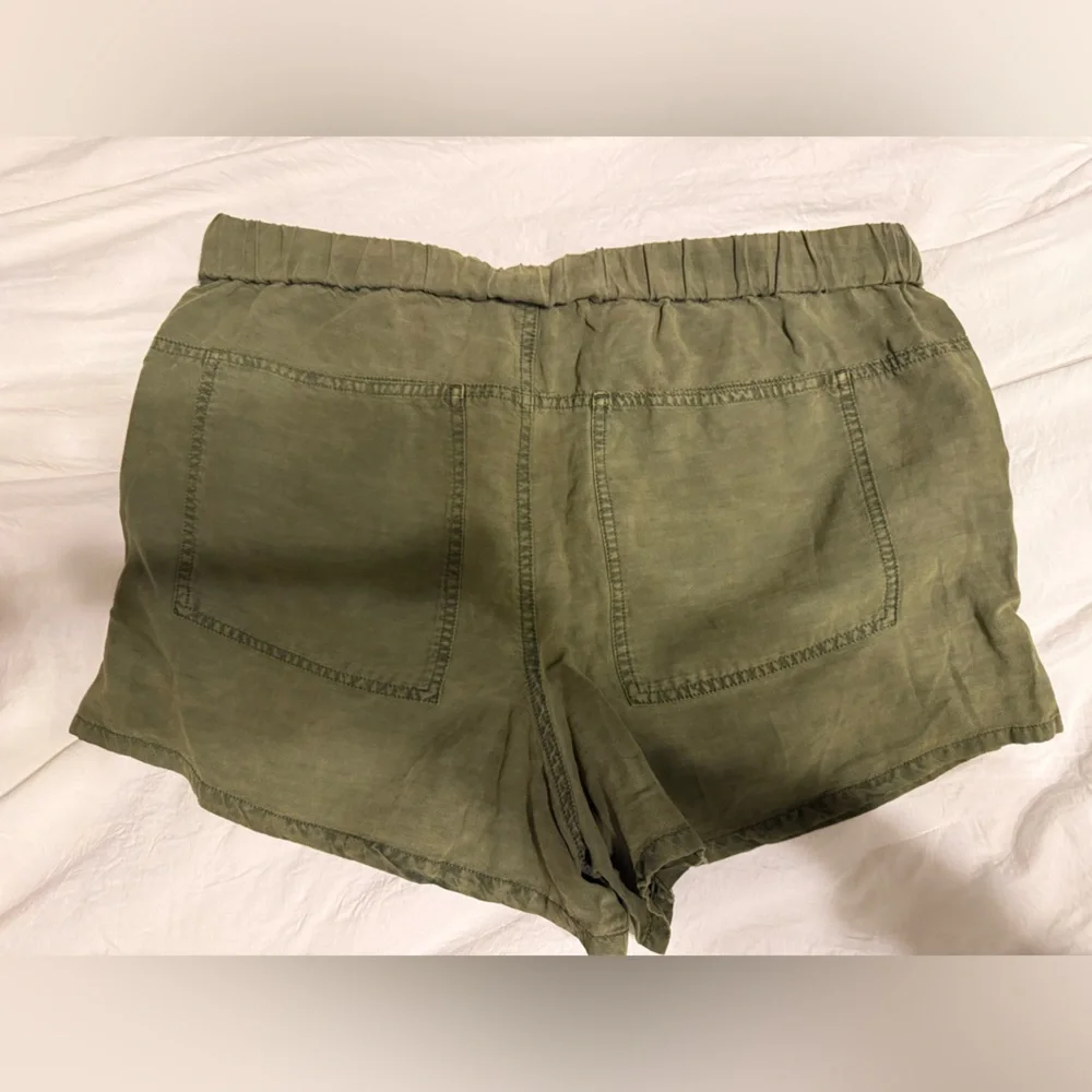 Pilcro Olive Linen Drawstring Shorts - Picture 2 of 7